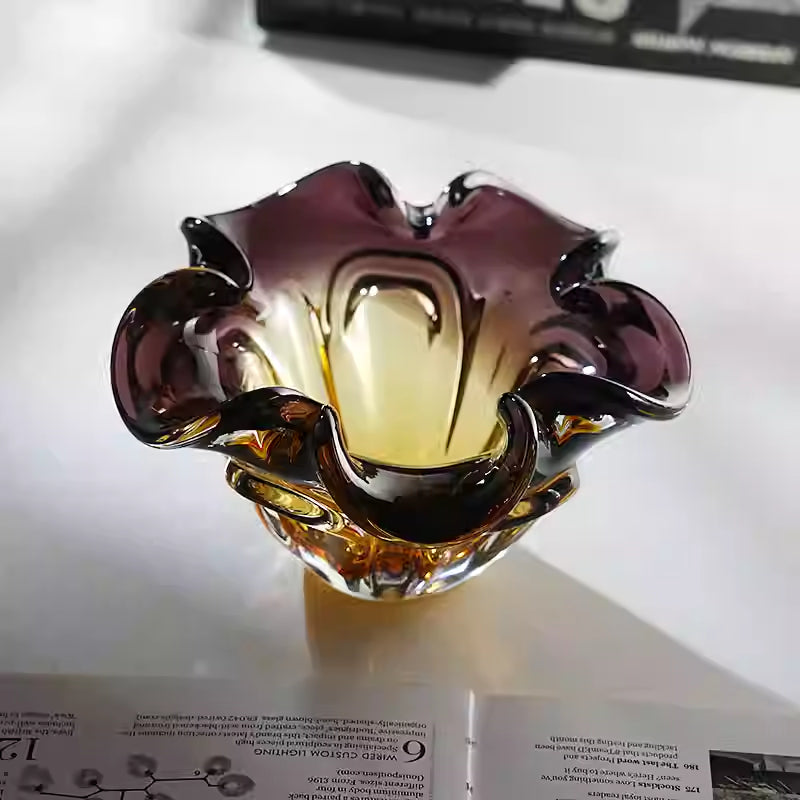Vintage Blumen Aschenbecher Kristallglas