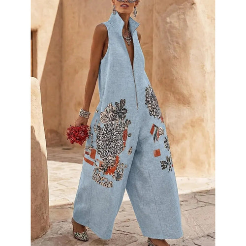 Ärmelloser Jumpsuit aus Baumwoll-Leinen-Mix – Ansicht 2