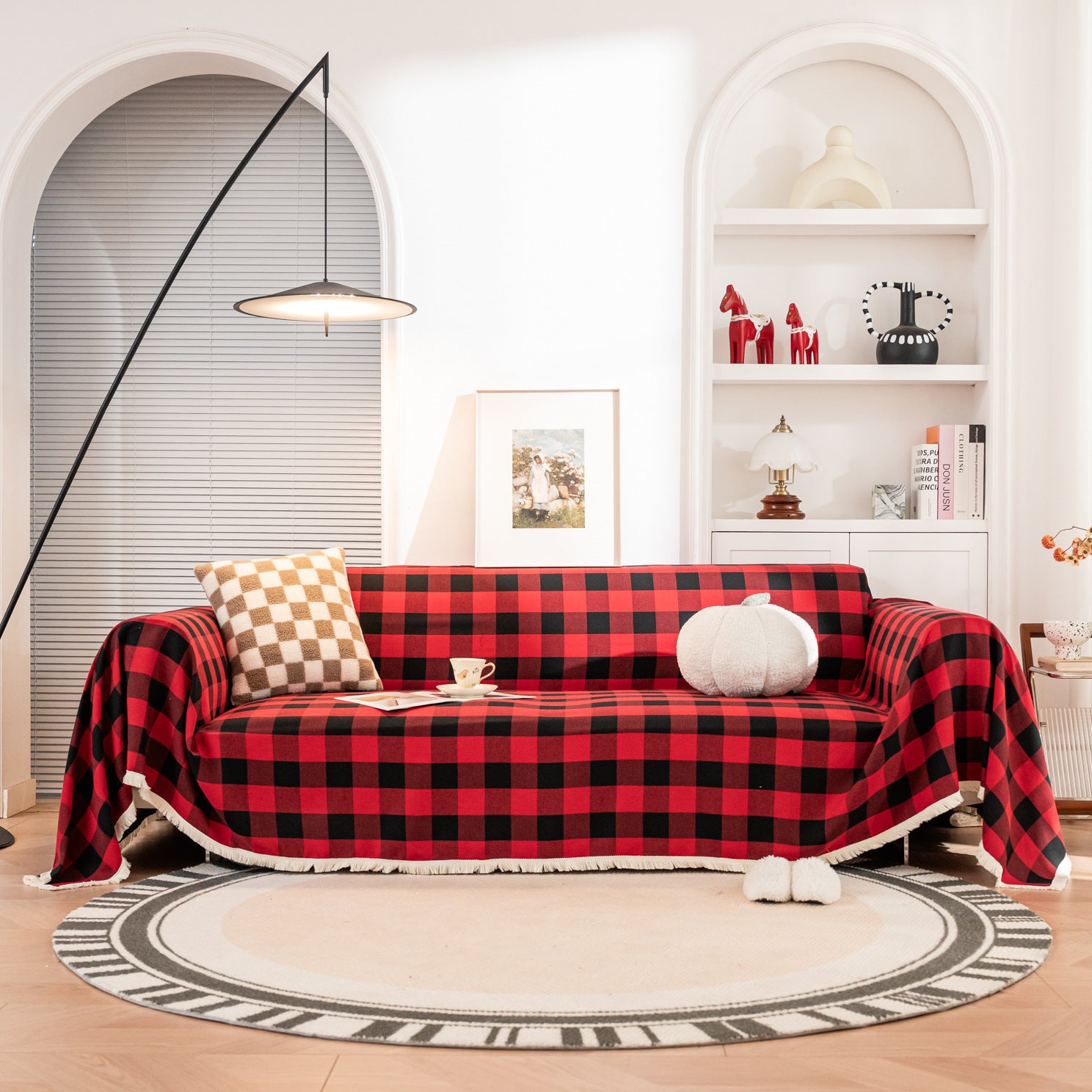 Weihnachts-Sofa-Abdeckung mit Troddel