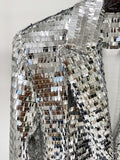 Silber Pailletten Blazer & Flare Hose Party-Set