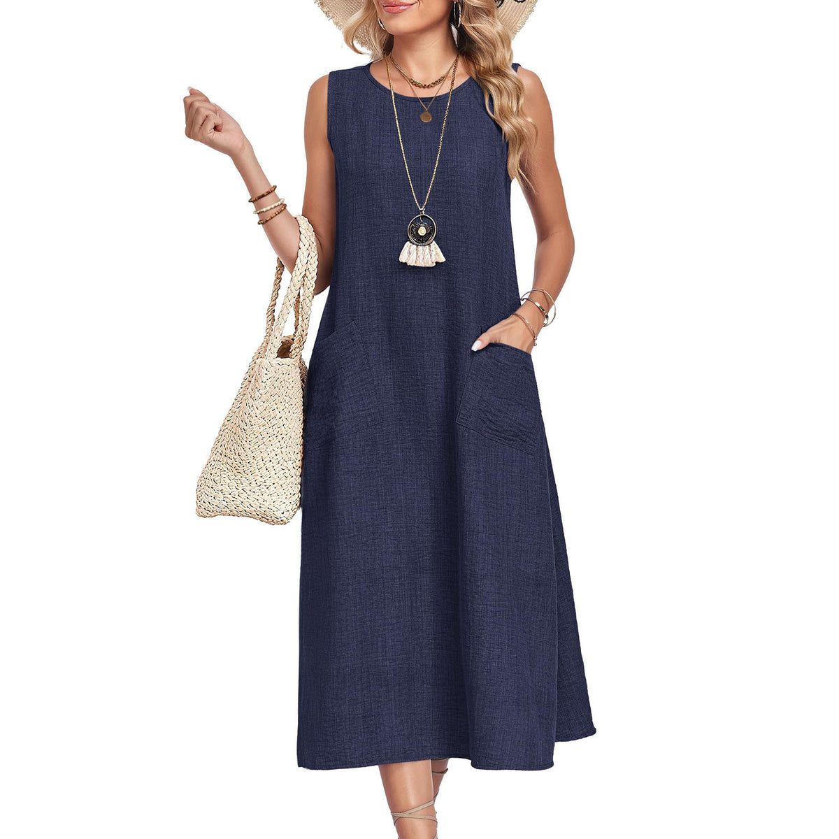 Ärmelloses Casual-Kleid mit Rundhals – Bild 6 | LuxeStyle