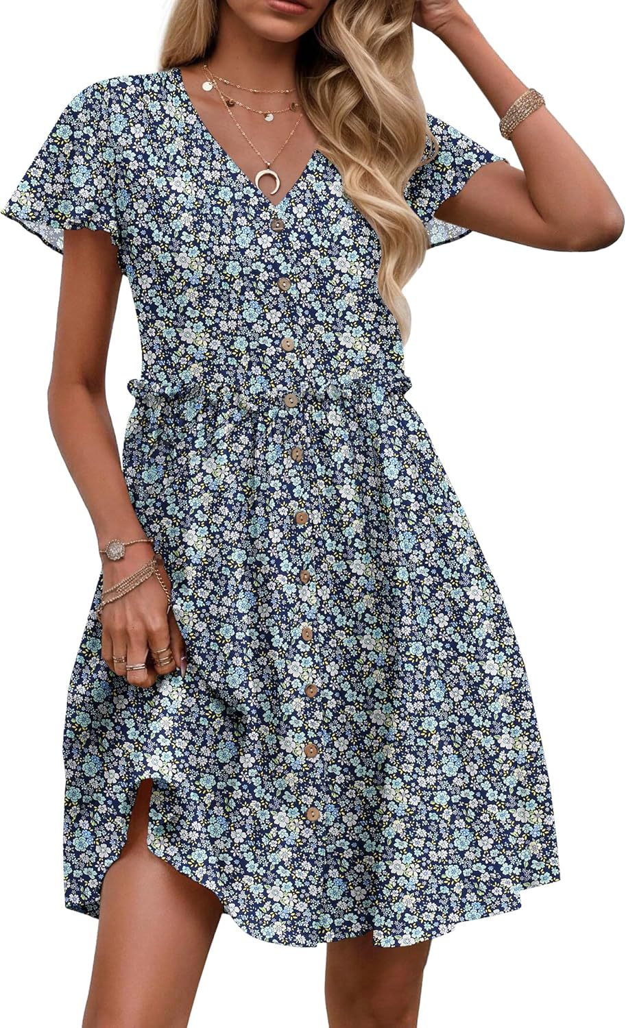 Boho V-Ausschnitt Rüschenkleid – Bild 13 | LuxeStyle