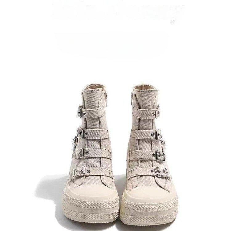 Atmungsaktive Canvas Boots mit dicker Sohle