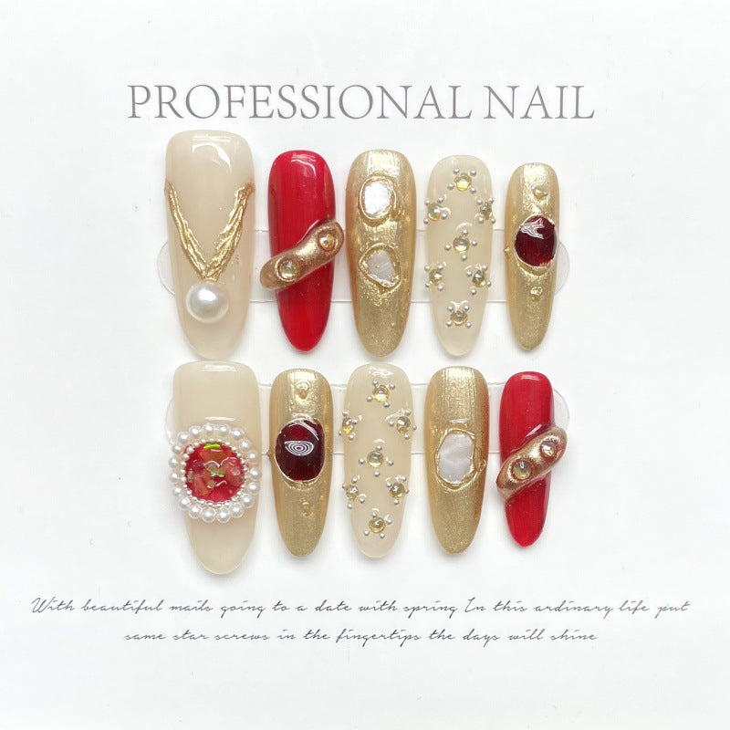 Barocke Fake Nails mit Glitzersteinen