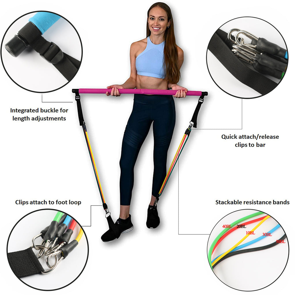 Fitness Yoga Pilates Bar – Tragbares Widerstandsband