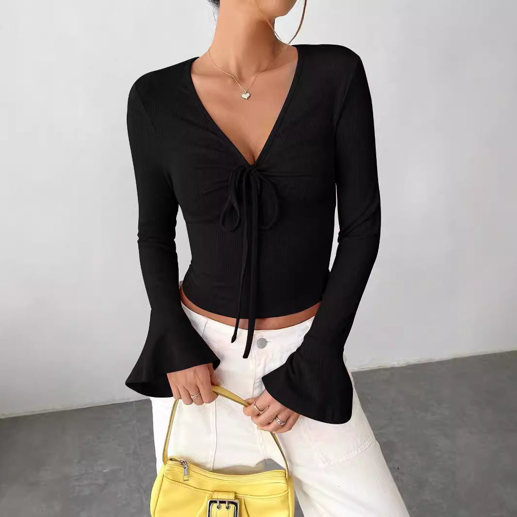 Damen Bluse mit Notch-Kragen und Bindemanschetten – Bild 2 | LuxeStyle