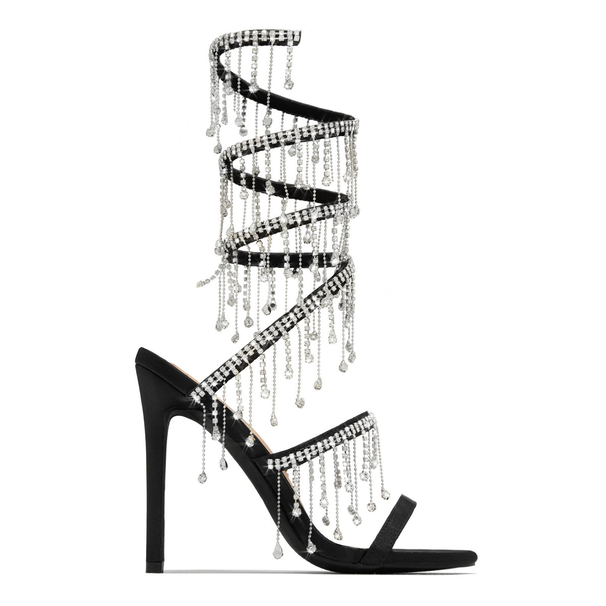 Satin-Sandalen mit Stiletto-Absatz und Strass – Bild 14 | LuxeStyle