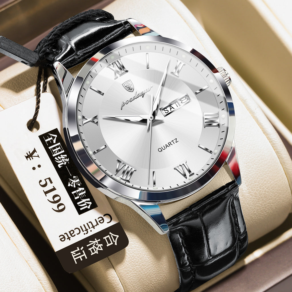 Herren-Armbanduhr mit Kalender und Leuchtzeigern