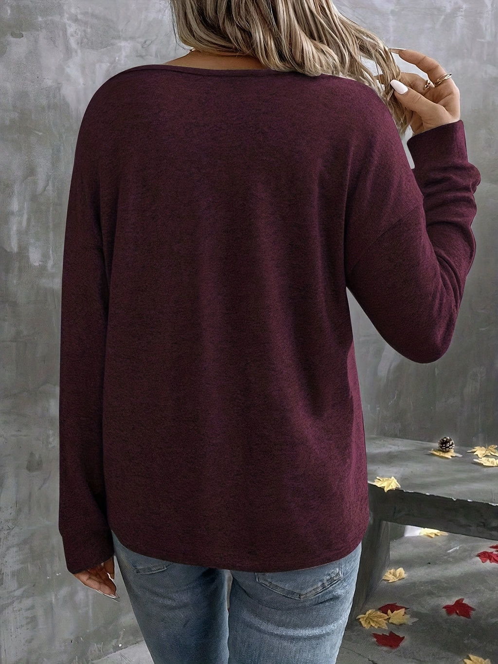Damen V-Ausschnitt Sweatshirt im Relaxed Fit