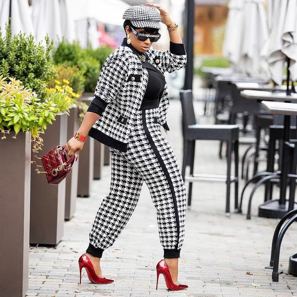 Houndstooth-Set: Jacke und Hose