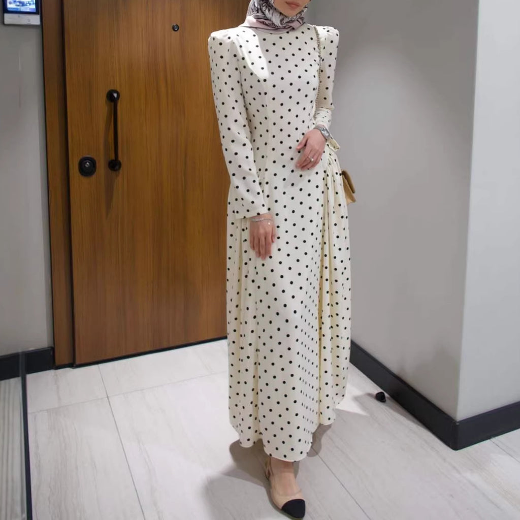 Figurbetontes Polka-Dot Kleid mit Taillengürtel – Bild 3 | LuxeStyle
