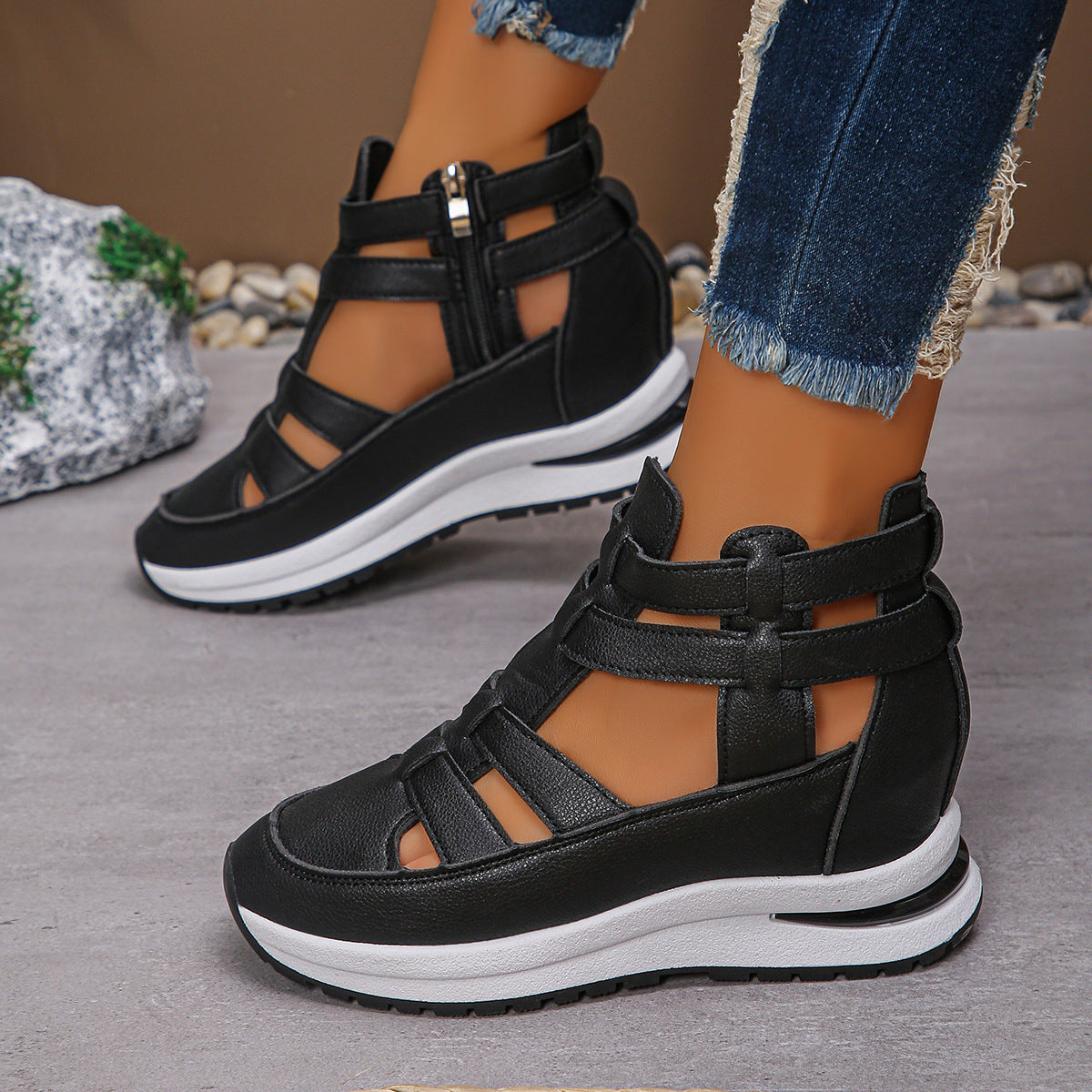 Sommer-Plattform-Sandalen mit Klettverschluss – Bild 4 | LuxeStyle