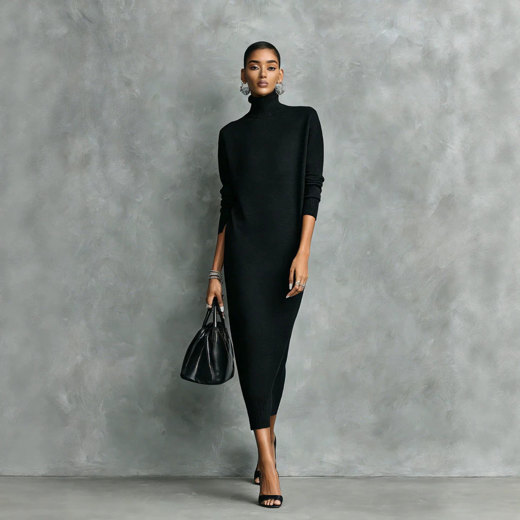 Elegantes Langarm-Midikleid mit Schlitz – Bild 1 | LuxeStyle