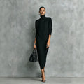 Elegantes Langarm-Midikleid mit Schlitz – Bild 7 | LuxeStyle