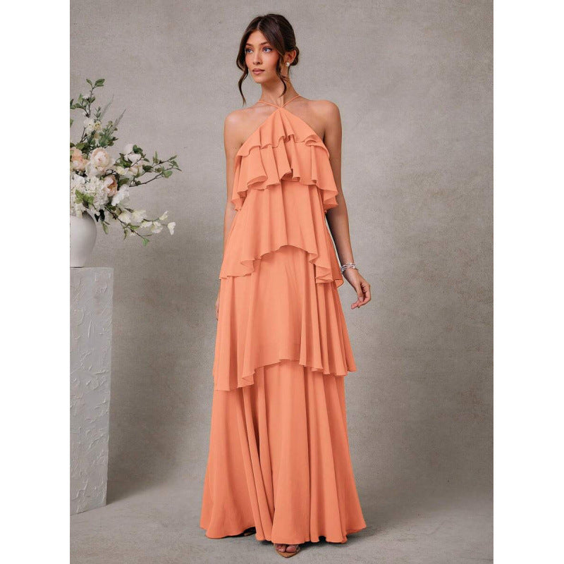 Damen Chiffon Neckholder-Kleid