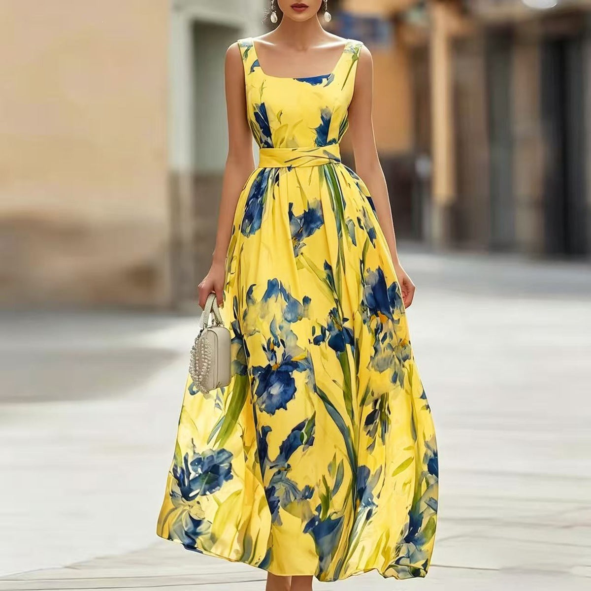 Strandkleid ärmellos mit Print