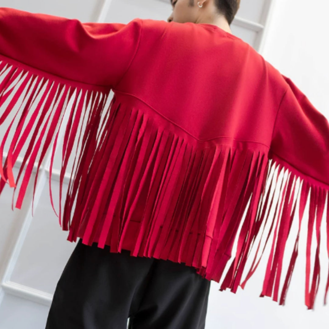 Sweatshirt mit Rundhals und langen Quasten