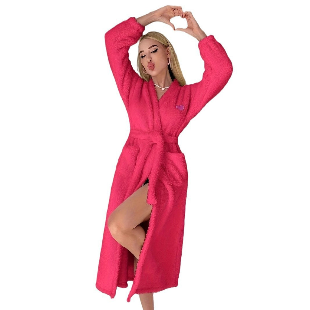 Damen-Nachthemd aus Plüsch mit Gürtel | LuxeStyle