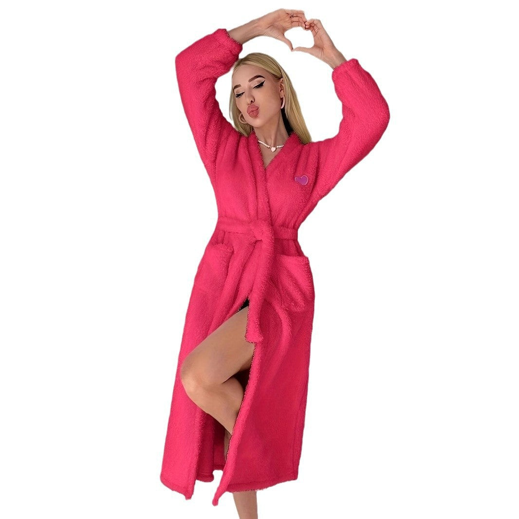 Damen-Nachthemd aus Plüsch mit Gürtel | LuxeStyle