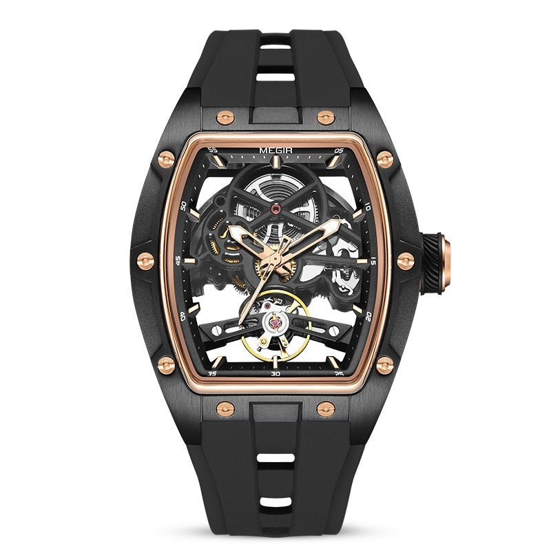 Herrenarmbanduhr Stahlgehäuse Automatik Silikonarmband
