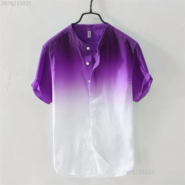 Atmungsaktives Ombre-Shirt im Resort-Stil – kurzärmelig