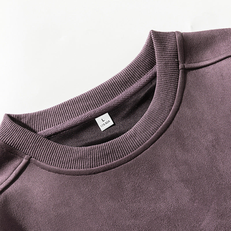 Herren Hoodie Suede-Optik, uni, lässig