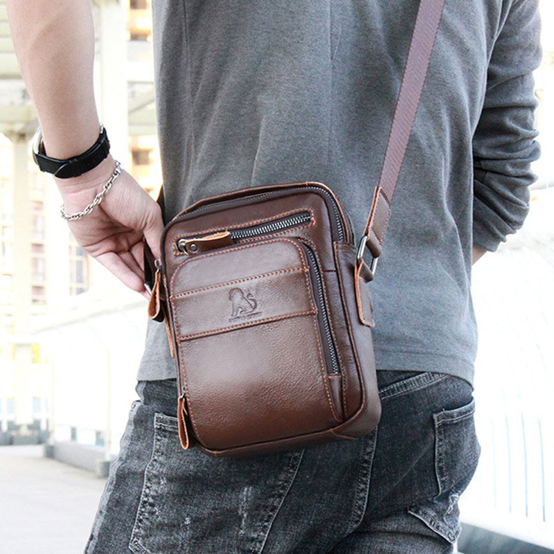 Rindsleder-Männer Einarmiger Diagonalrucksack | LuxeStyle