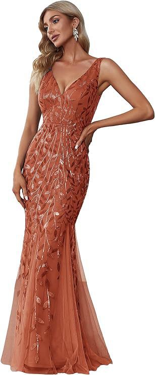 Formelles Paillettenkleid mit Doppel-V-Halsausschnitt – Bild 3 | LuxeStyle