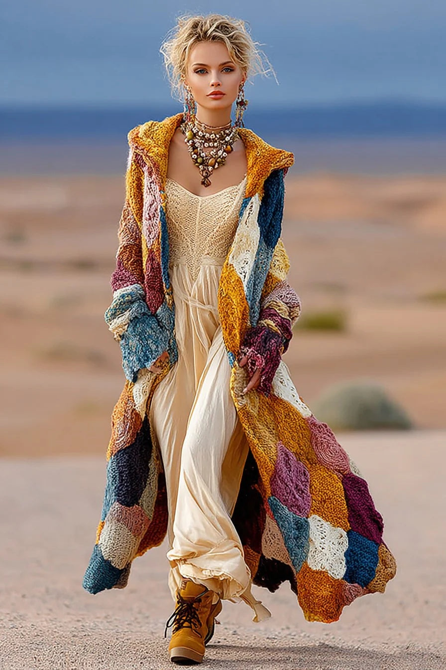 Kapuzenkleid mit Regenbogen-Print für Damen
