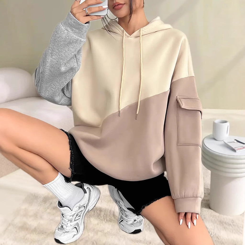 Color-Block Hoodie mit langen Ärmeln