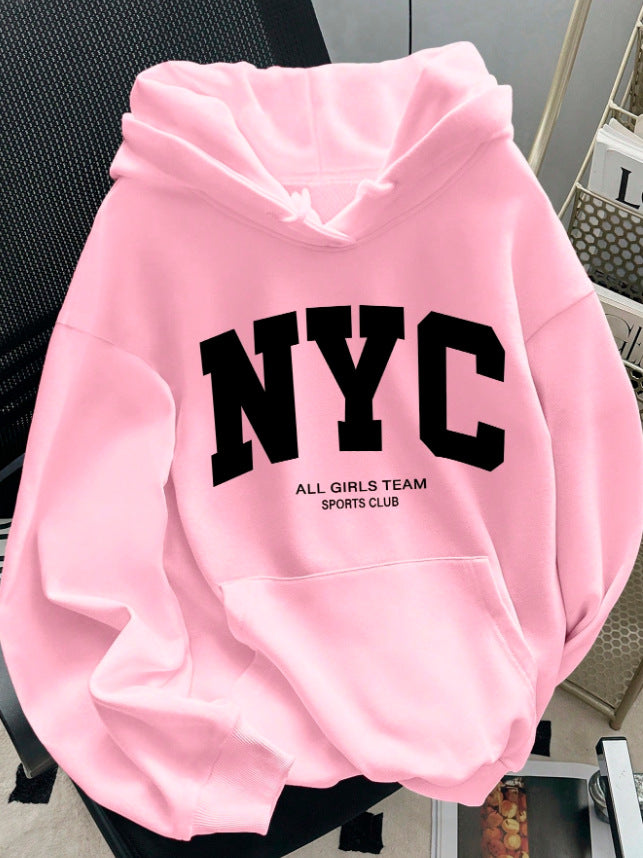 Cartoon Print Loose Hoodie für Damen
