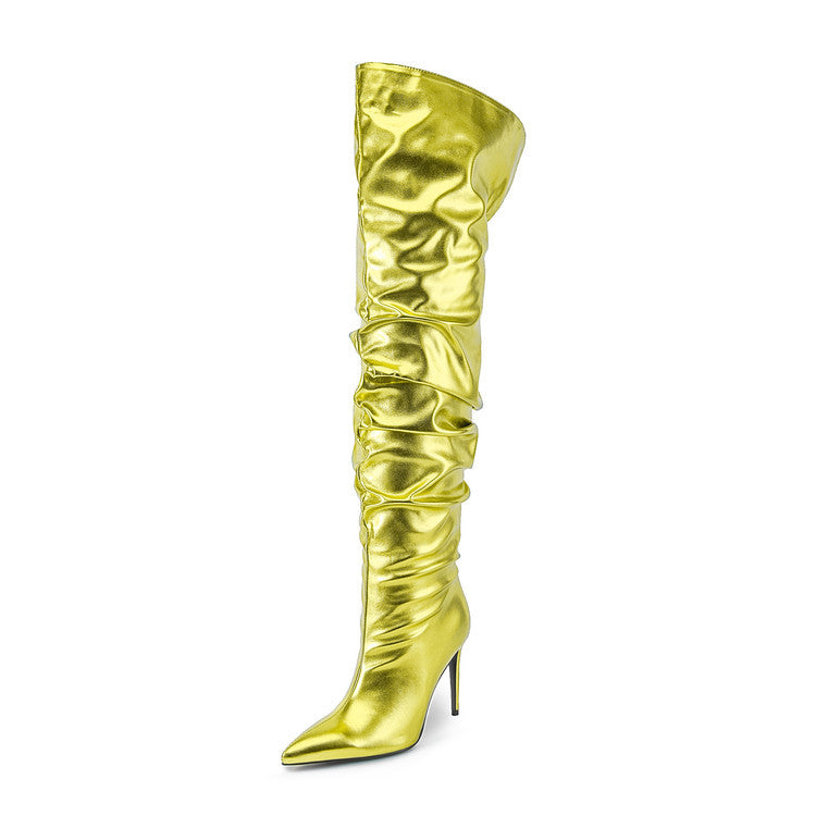Farbige Stiletto-Over-the-Knee-Stiefel