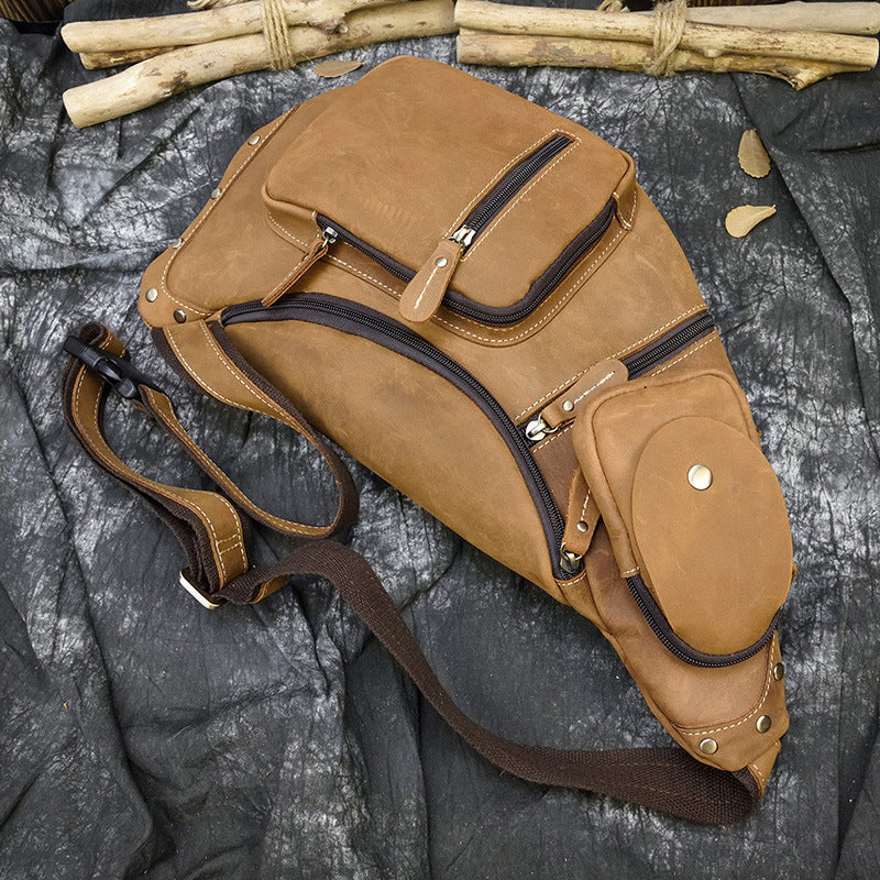 Retro Brusttasche aus echtem Leder