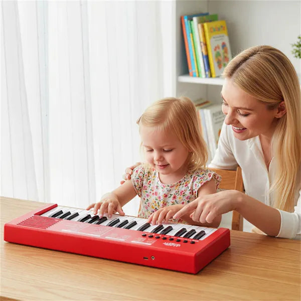 Rotes Kinder Keyboard mit Mikrofon, 37 Tasten