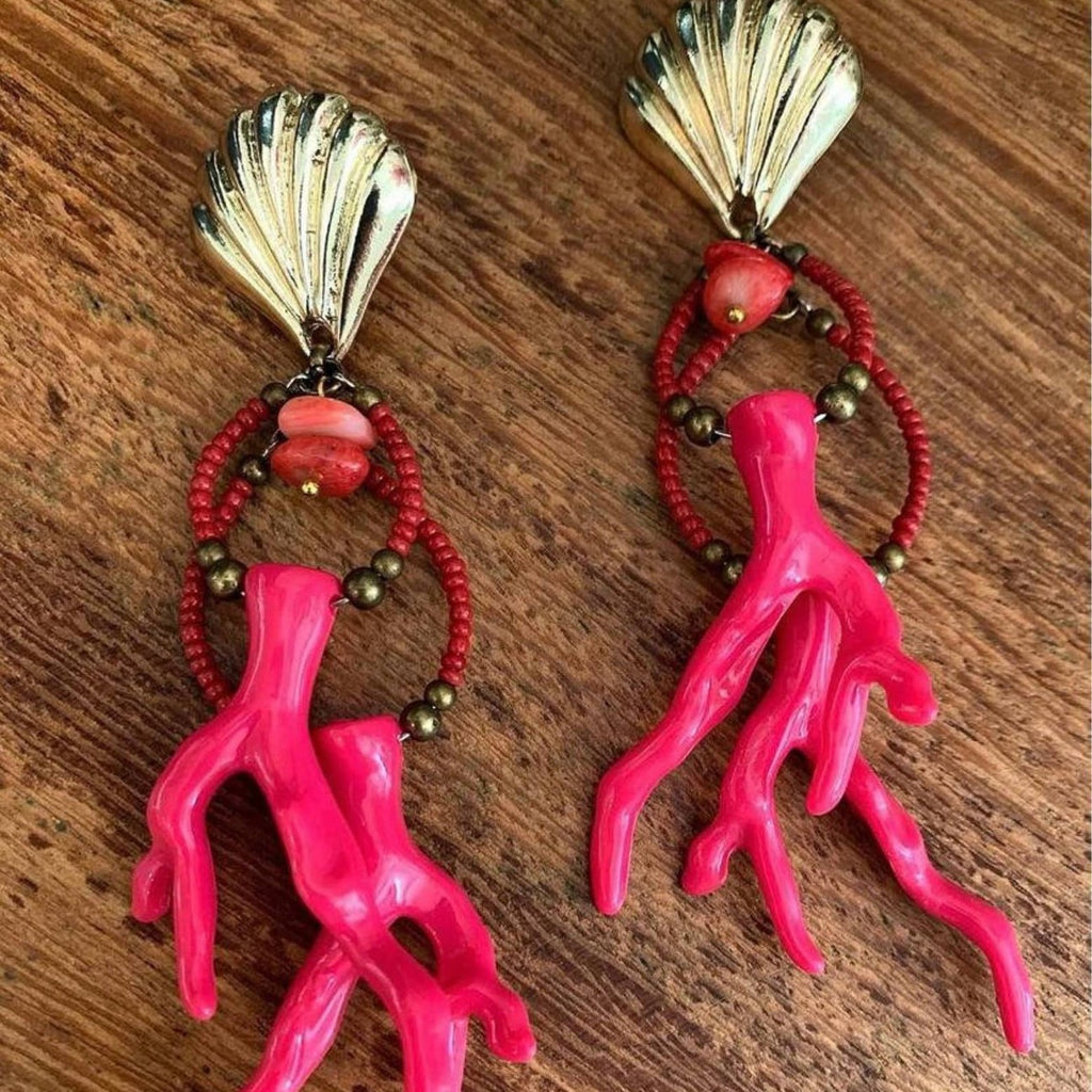 Ocean Coral Muschel-Ohrringe