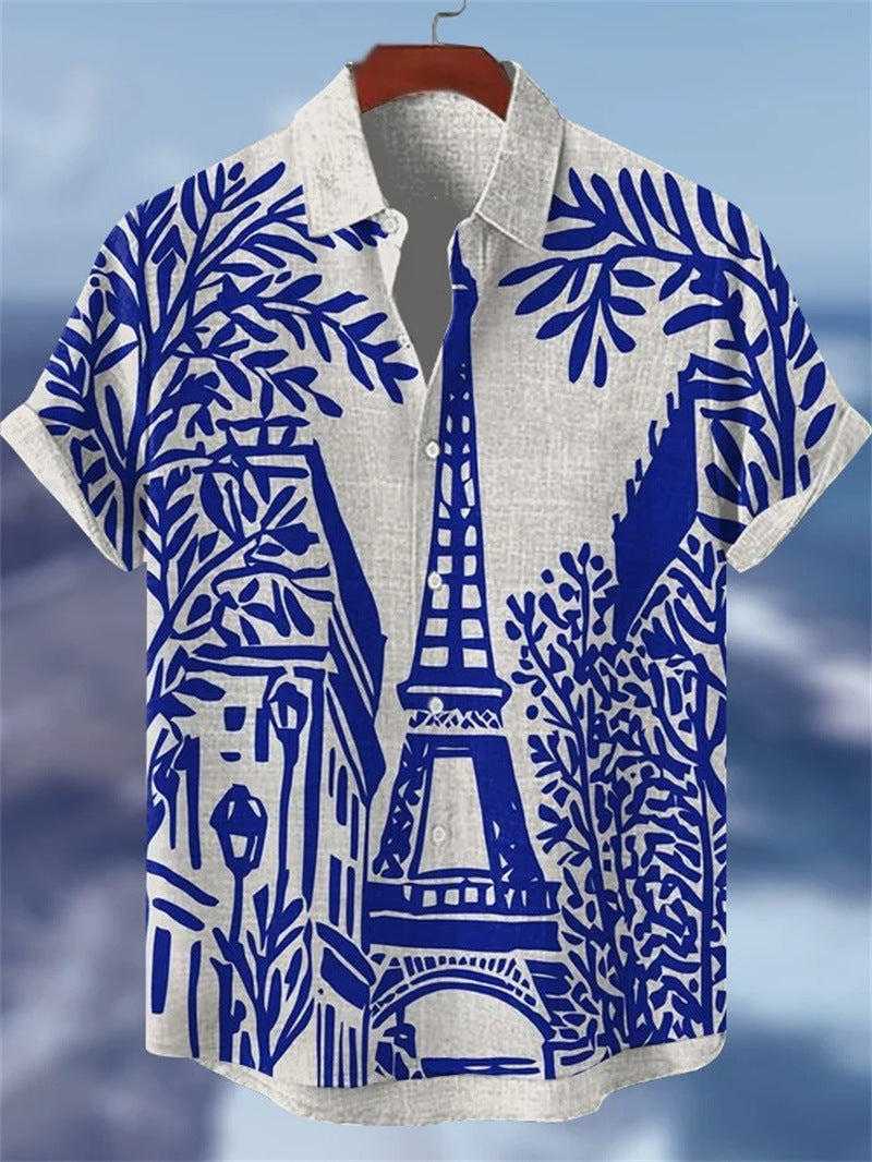 Retro Tribal Kurzarm-Shirt Herren