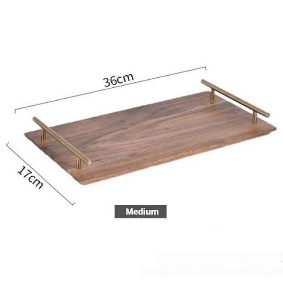 Rechteckiges Holztablett mit Metallgriff – Bild 2 | LuxeStyle