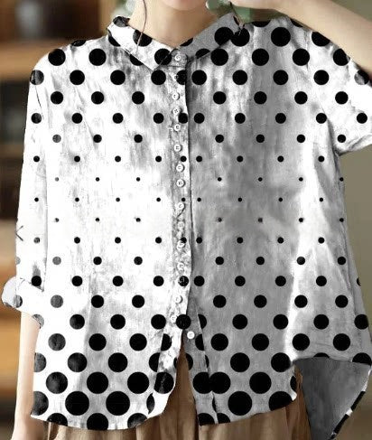 Loose-fit Bluse mit Print und Knopfleiste – Bild 8 | LuxeStyle