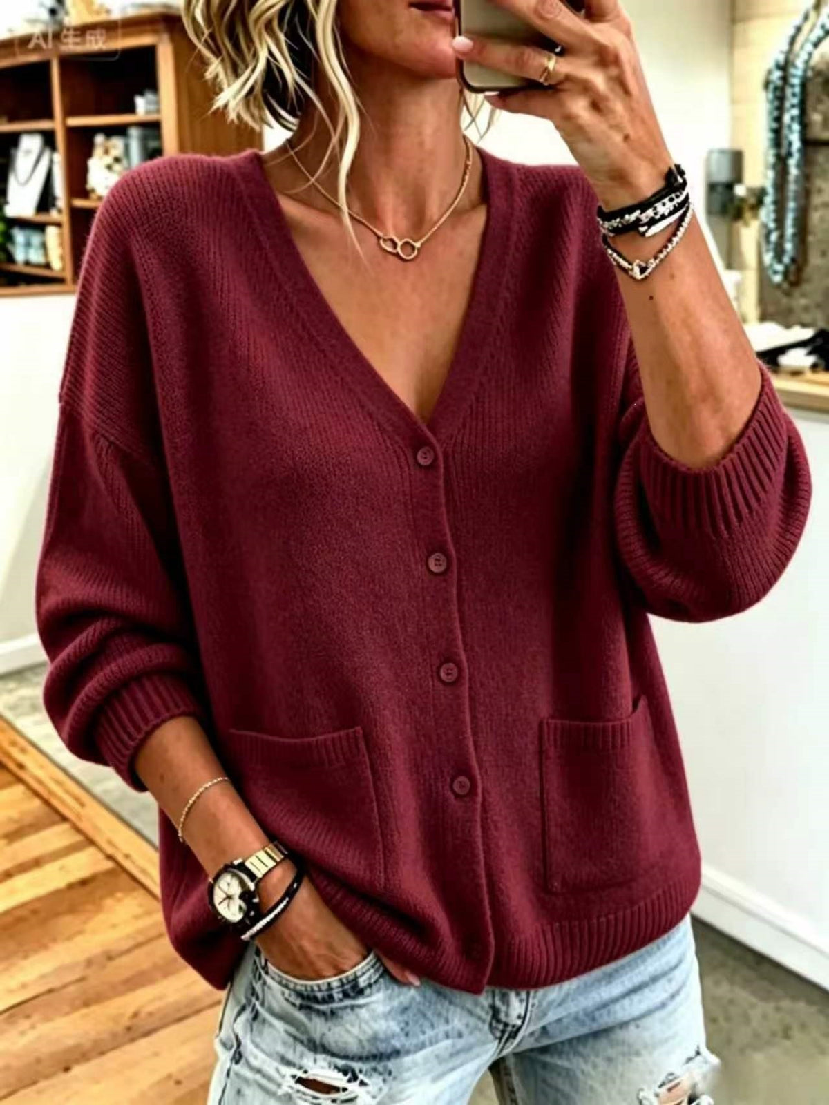 Eleganter Cardigan mit Drop-Shoulder Ärmeln – Bild 1 | LuxeStyle