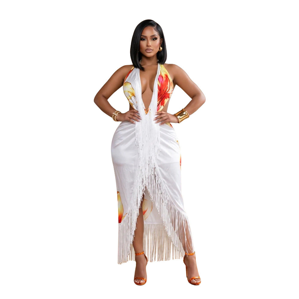 Off-Shoulder Bandeau-Kleid mit Blumenprint