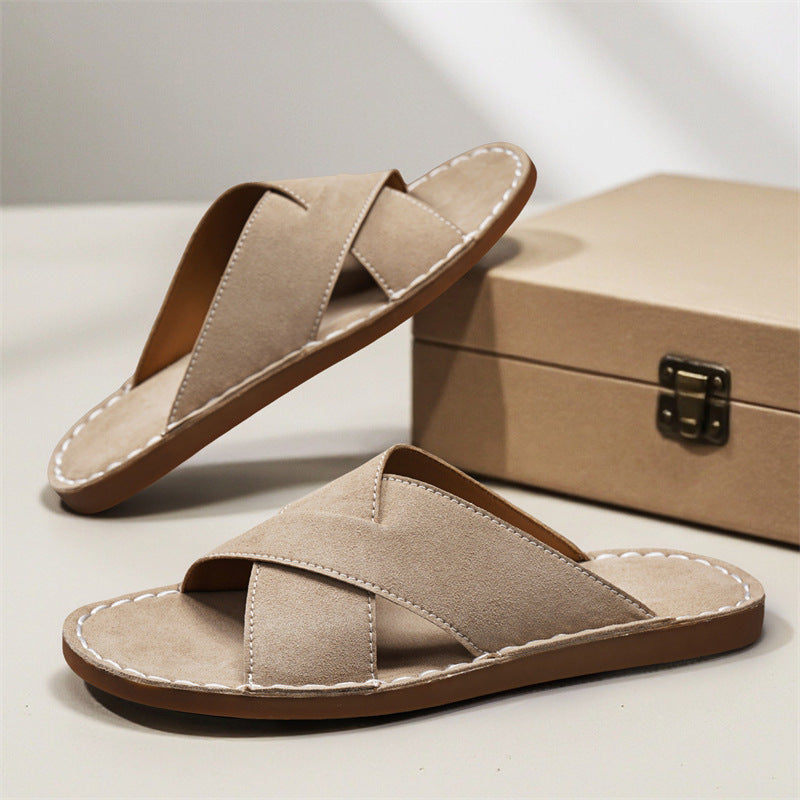Herren-Slides «Porto» · Cross-Strap, Wildleder-Optik