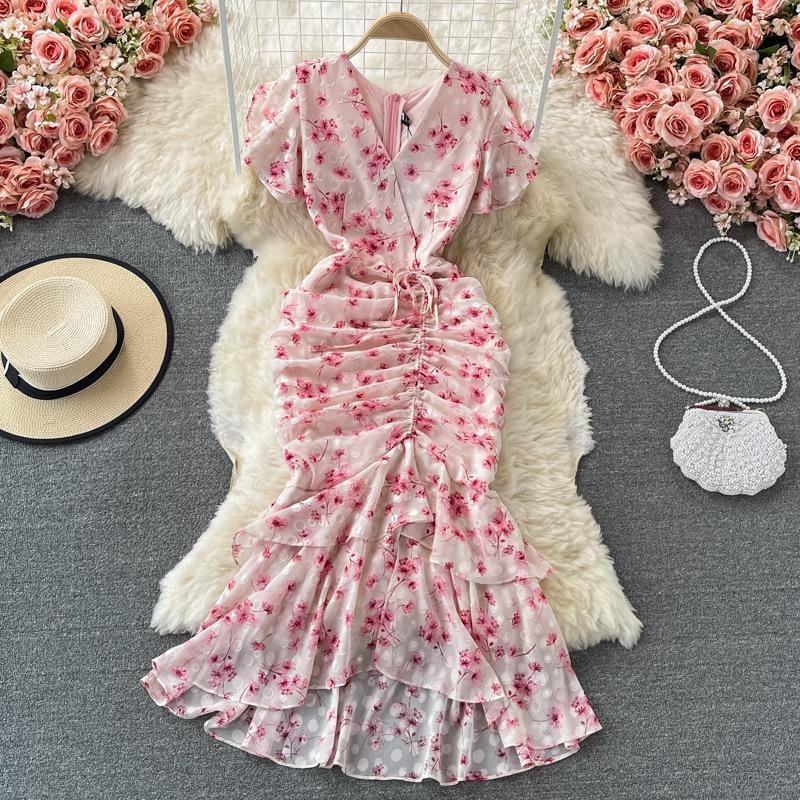 Chiffon-Meerjungfrauenkleid mit Blumenmuster – Bild 2 | LuxeStyle