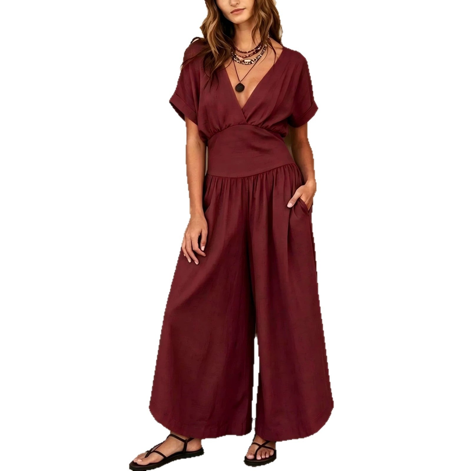 Eleganter V-Ausschnitt Jumpsuit für Damen