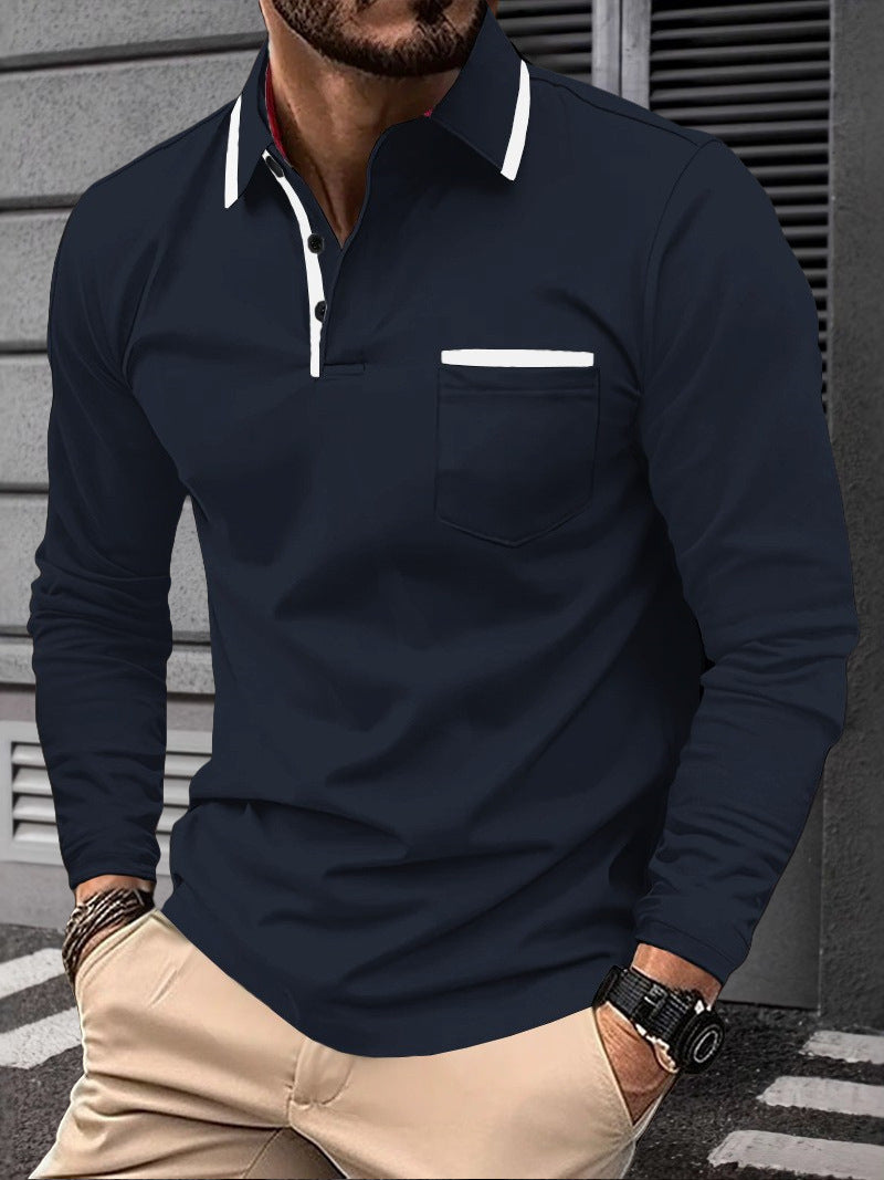 Herren Langarm Polohemd Business-Casual