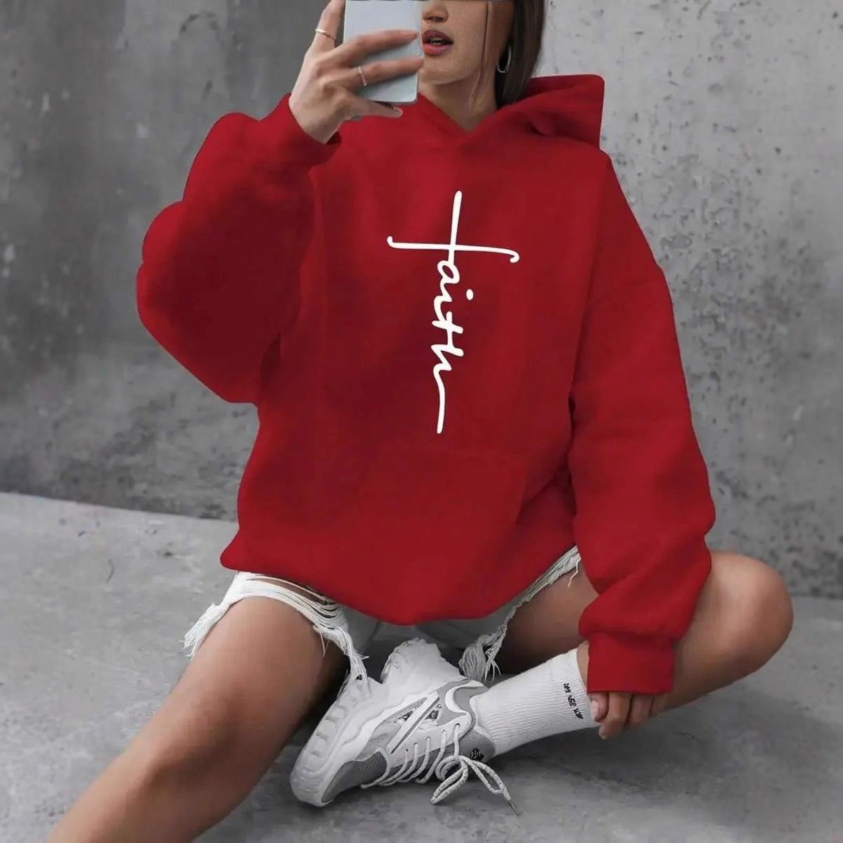 Damen-Hoodie mit American Cross Print