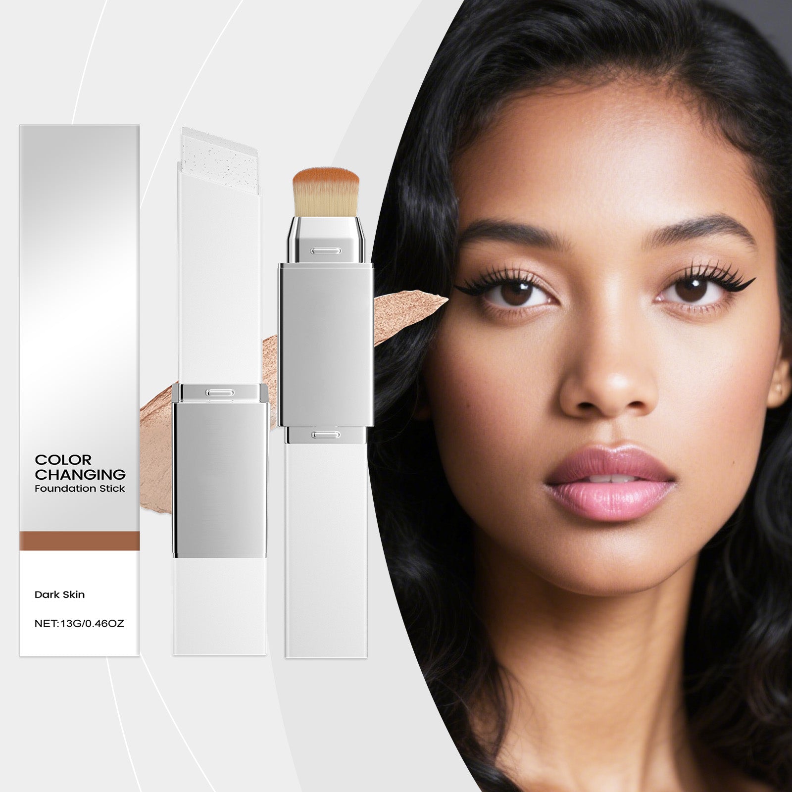 2-in-1 Farbwechselnde Foundation-Stick für dunkle Hauttöne