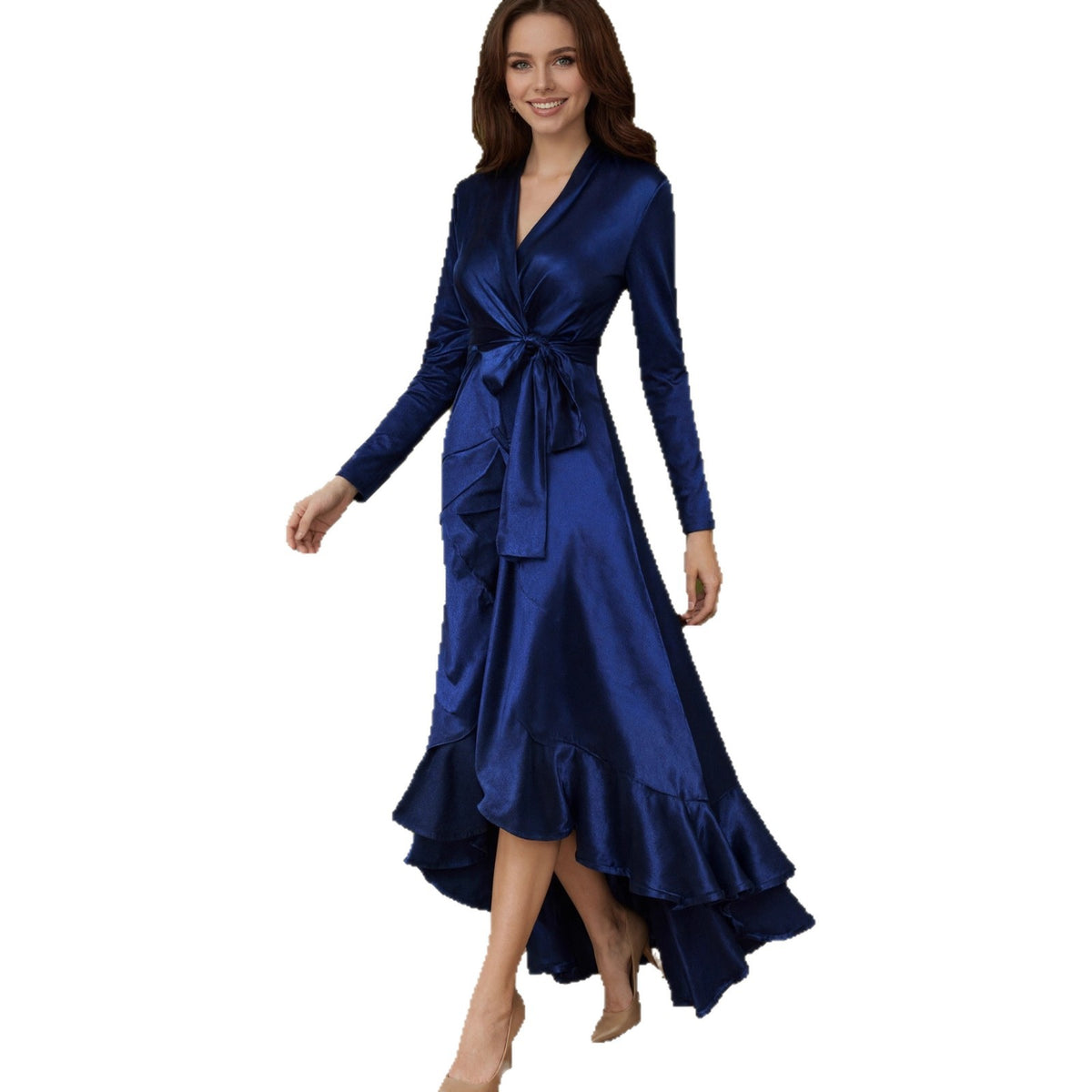 Elegantes Satin-Abendkleid mit V-Ausschnitt – Bild 4 | LuxeStyle