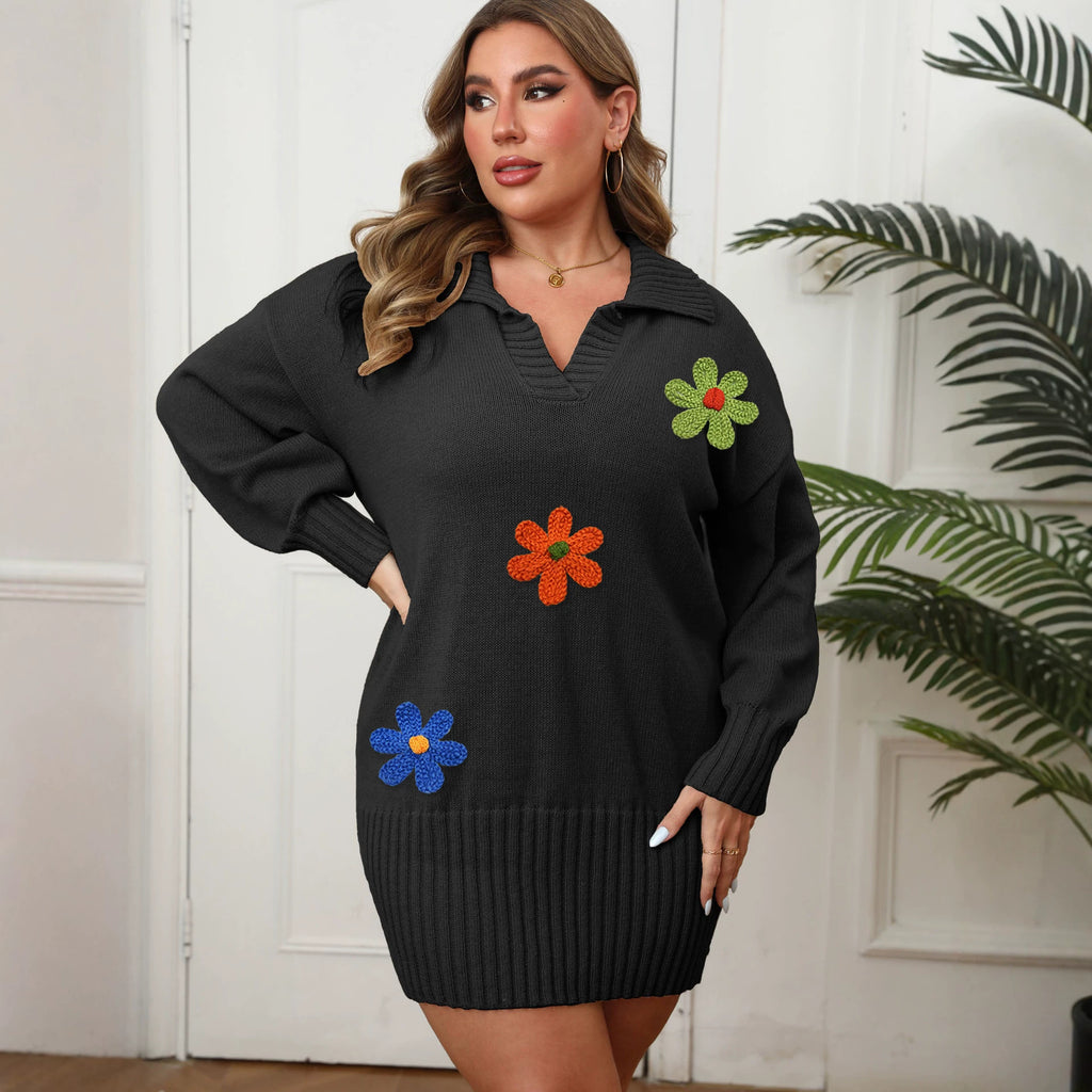 Polo-Rollkragen Bodycon Strickkleid