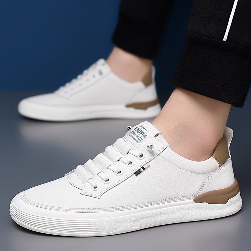 Atmungsaktive Herrensneaker Slip-On, flach, weiss | LuxeStyle