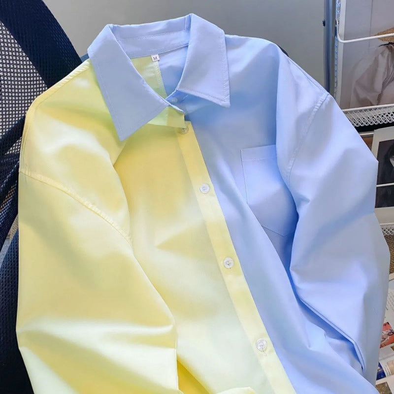 Color-Block Langarmbluse für Damen